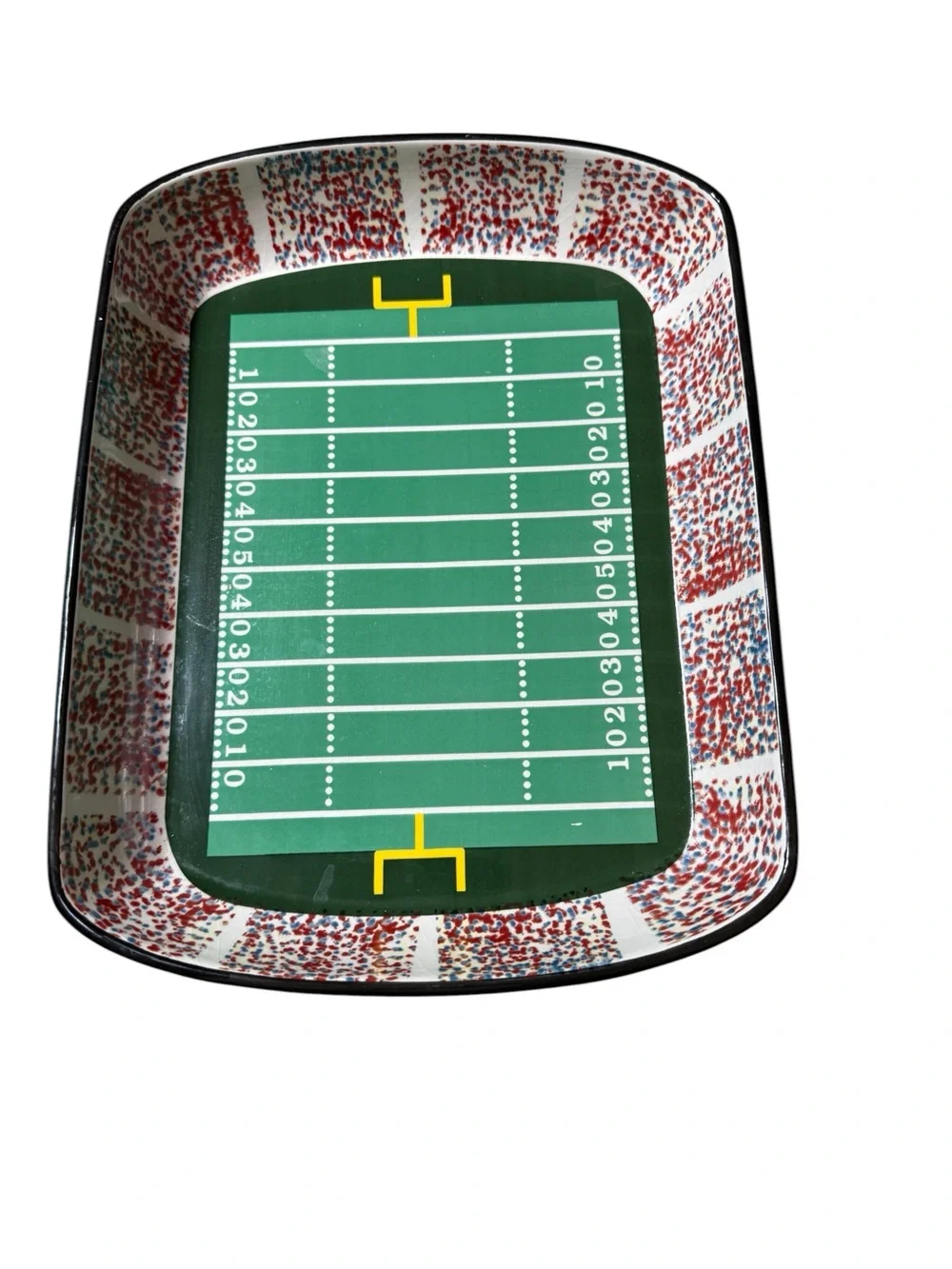 KitchenWorthy Ceramic Football Stadium Platter Tray Game Day Super Bowl Platter